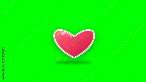 Animated Pink Heart Graphic with Subtle Glow, Floating on Green Screen Background, Pulsating Gently, symbolizing Love, Affection, and Romance for Valentine's Day or Health Campaigns