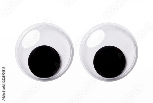 Two Large Craft Googly Eyes Isolated on Pure White Background