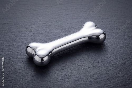 Polished Silver Dog Bone on Dark Slate Surface for Luxury Pet Accessories
