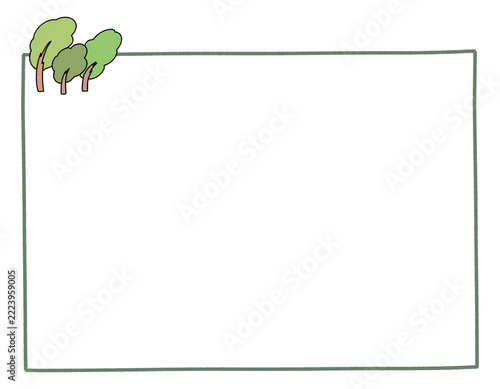 Hand Drawn Green Tree Frame Border Design Element