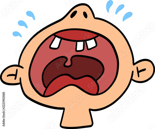 Cartoon Illustration of a Crying Baby