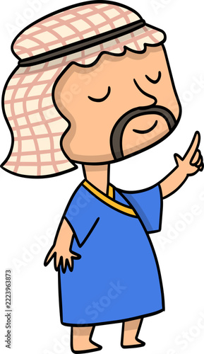 Cartoon Illustration Arab Man Pointing Up