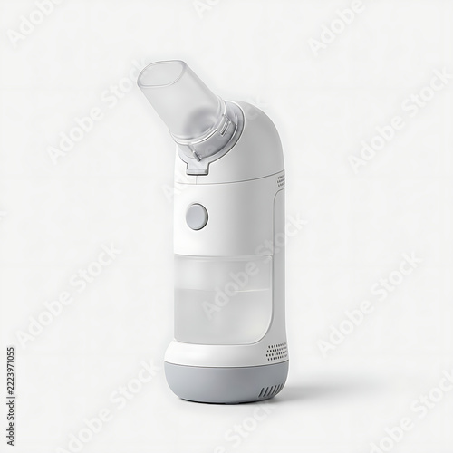 Portable electric steam inhaler for respiratory therapy isolated on