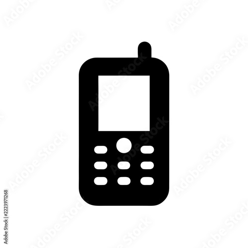 Mobile phone silhouette on a white background represents communication technology