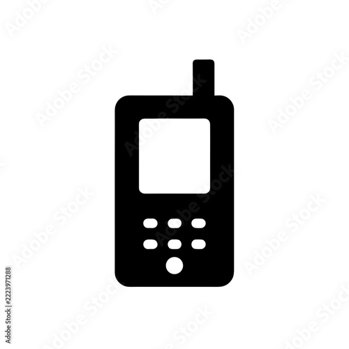 Feature phone silhouette icon on a white background depicts a vintage mobile device