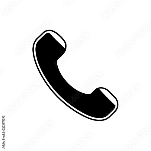 Black silhouette of a telephone handset on a white background