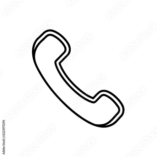 Phone receiver silhouette a black line icon on a white background