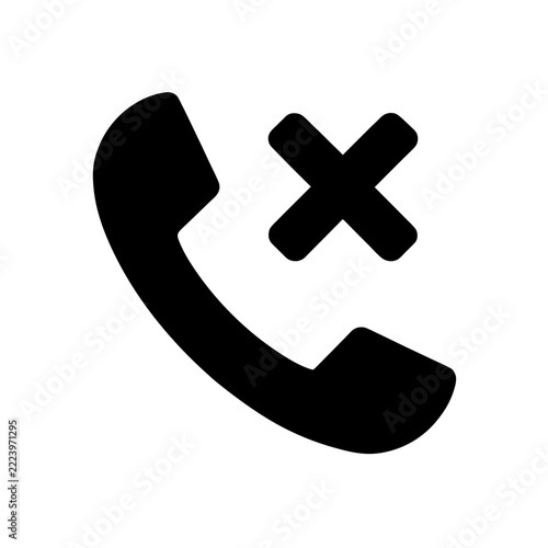 Missed call icon black silhouette on a white background