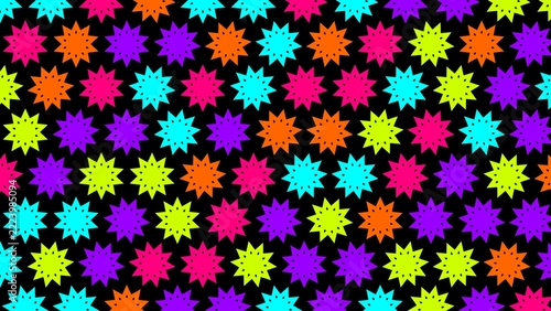 Vibrant colorful festive star pattern on black background design