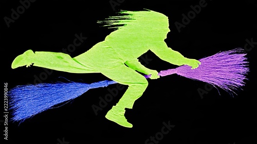 A hag - witch - is using unusual broom
