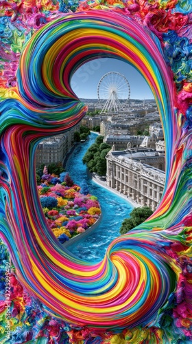 Colorful Borders & City View Design