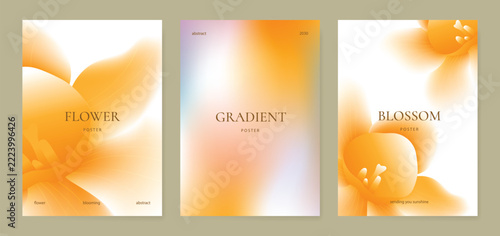 Orchid gradient poster background vector set. Minimalist poster summer and spring cover template. Ideal design for social media, banner, card, ads.