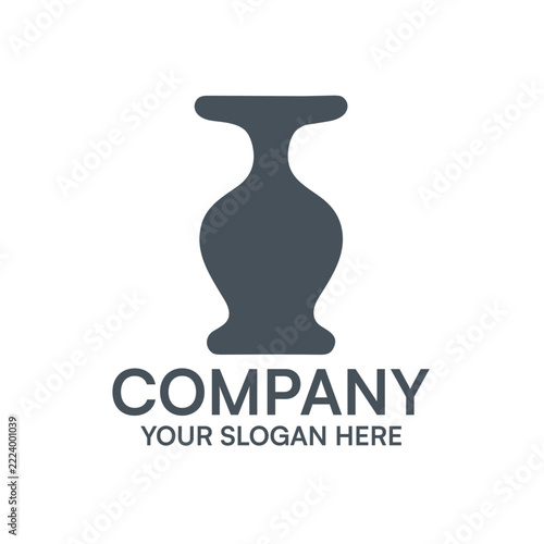 Minimalist vector logo design featuring an abstract dark grey pottery vase silhouette suitable for home decor art studios interior design branding and ceramic craft business identity