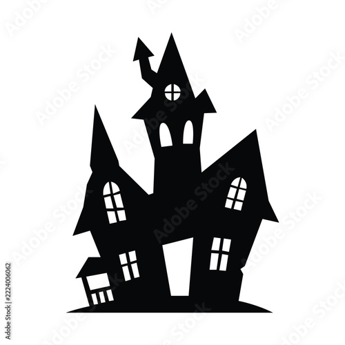 Haunted House Silhouette Icon Vector Design Concept Idea