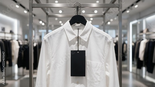 Blank tag on the shirt in shop