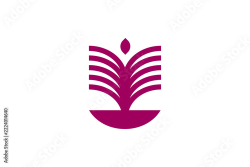 Abstract Open Book and Sprouting Plant Logo Design for Education and Growth