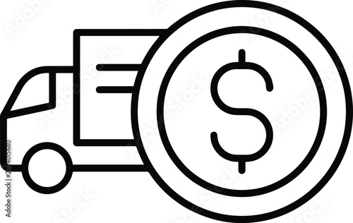 Delivery Truck and Dollar Coin Icon for Shipping Costs