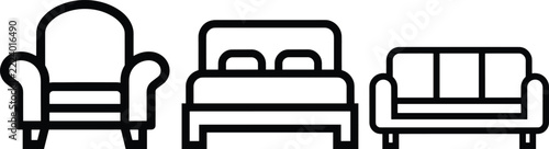 Armchair Bed and Sofa Furniture Icons Collection