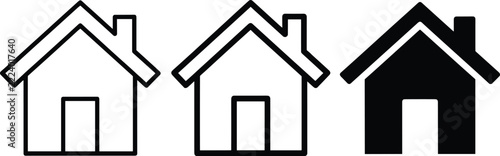 House Icons in Outline and Solid Black Styles