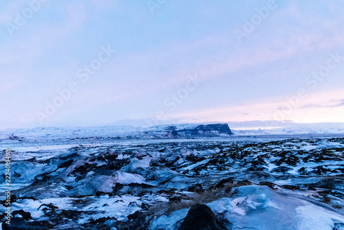 Outdoor shot highlighting the stunning Iclandic scenery on a frosty winter afternoon along Iceland's highway one.