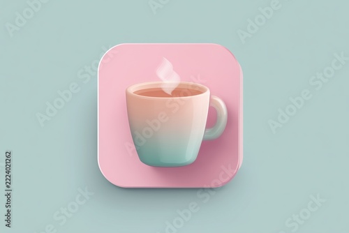 A cup of steamed hot coffee on a pink background.