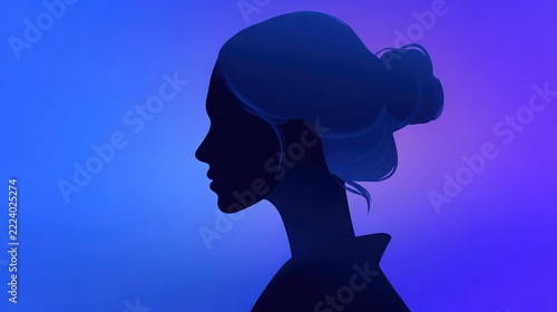 Elegant silhouette of a woman against a vibrant colorful background