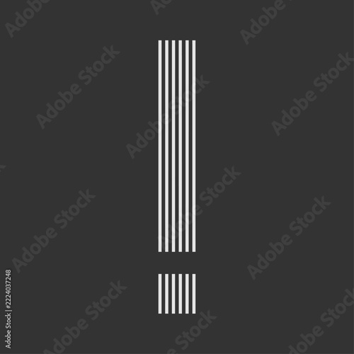 Minimal Striped Exclamation Mark Typography Vector Illustration	