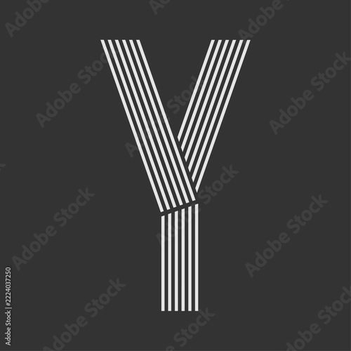 Minimal Striped Letter Y Typography Vector Illustration	