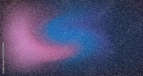 Dark grainy abstract background, with swirling pink, and blue light patterns