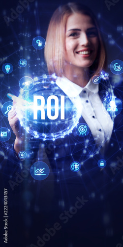 ROI Return on investment financial growth concept. Business, Technology, Internet and network concept.