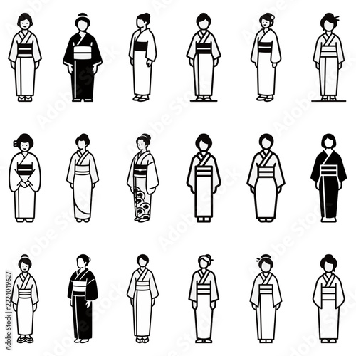 和服を着た女性のイラスト集