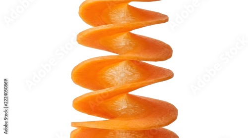 A detailed closeup view showcases a bright orange coiled metal spring set on a spotless white backdrop representing resilience and innovative mechanical engineering design principles