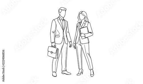 Minimalist One Line Corporate Business People Vector Art