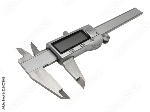 Digital Vernier Caliper Measuring Tool Isolated on White Background for Engineering Precision and Quality Control Concept