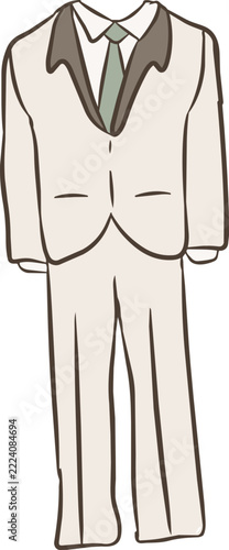Beige Suit With Tie Vector Illustration