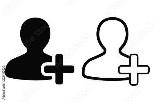 Add User Friend Plus Profile Account Avatar Icon Vector Set Ui App