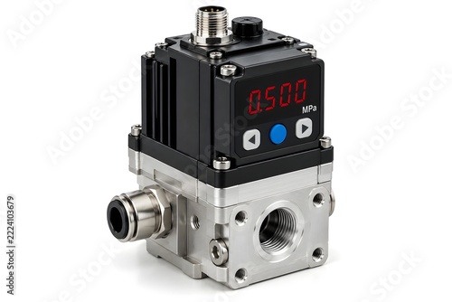 Digital Pressure Regulator with Display Isolated on White Background