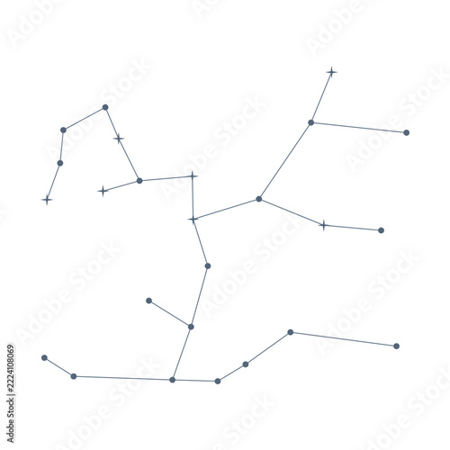 Constellation map of stars connected by lines representing astronomy