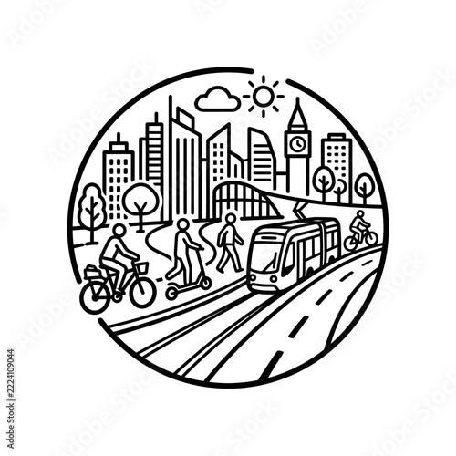Sustainable Urban Mobility and Eco-Friendly City Transport Icon