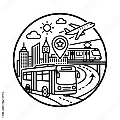 Travel and Public Transportation Concept Icon in Outline Style