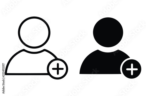 Add User Plus Circle Profile Account Avatar Icon Vector Set Ui App