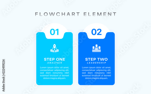 Business infographic template 2 step timeline diagrams for corporate presentations, reports, business strategy, pitch deck, workflow planning, project management, process diagrams, data visualization.