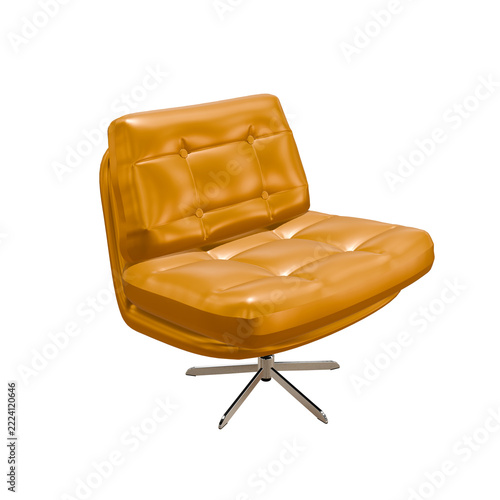 Modern Orange Tufted Lounge Chair on Black Background