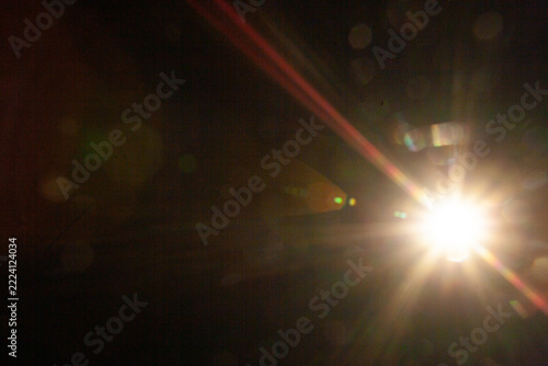 lens flare on the black background