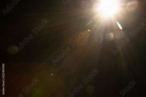 lens flare on the black background
