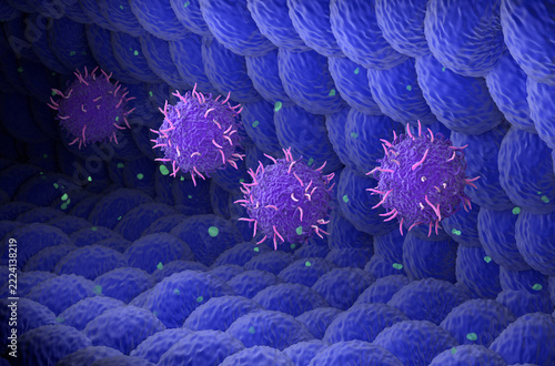 CAR T cell therapy - Closeup view 3d illustration