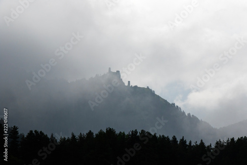 Misty Green Mountain Landscape in Gomecari Valley, Tusheti, Georgia