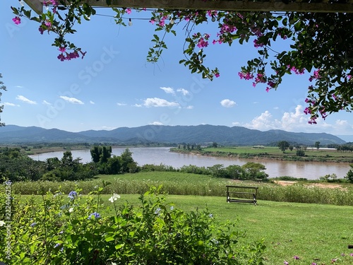 peaceful home at riverside view background