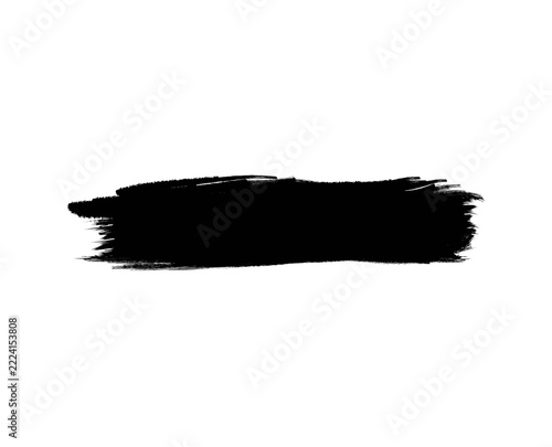 Abstract Black Ink Brush Mark with Rough Dripping Texture