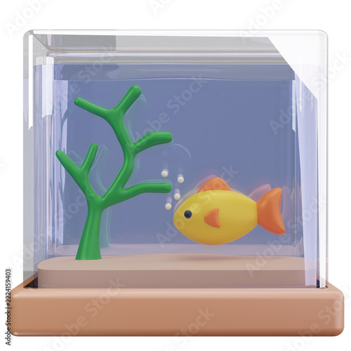 Aquarium Fish Tank Aquatic Plant 3D Illustrations